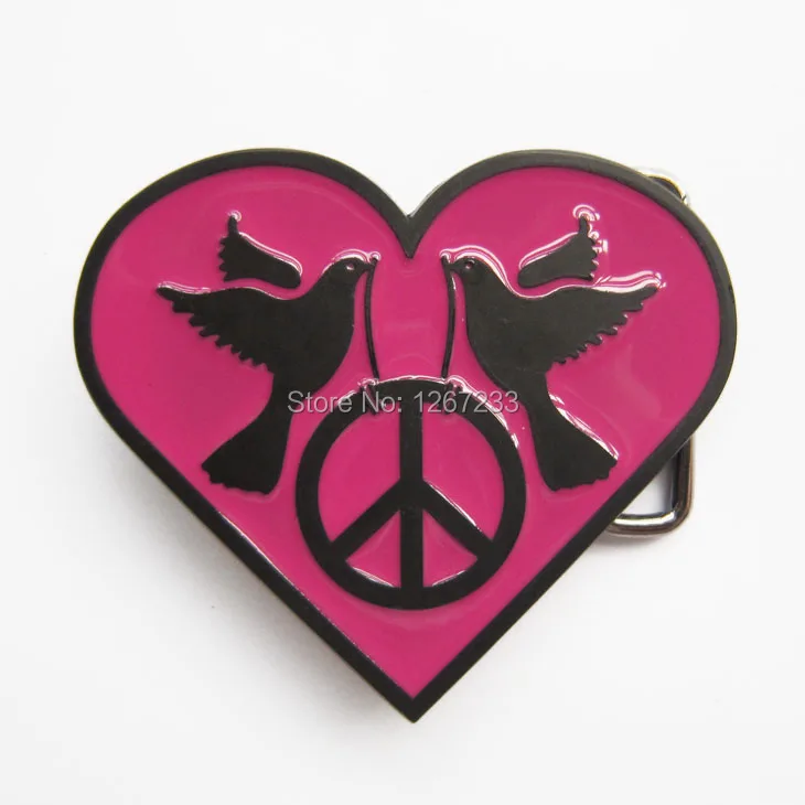 Новое сердце с надписью мира темно розовая эмалированная Пряжка Для Ремня