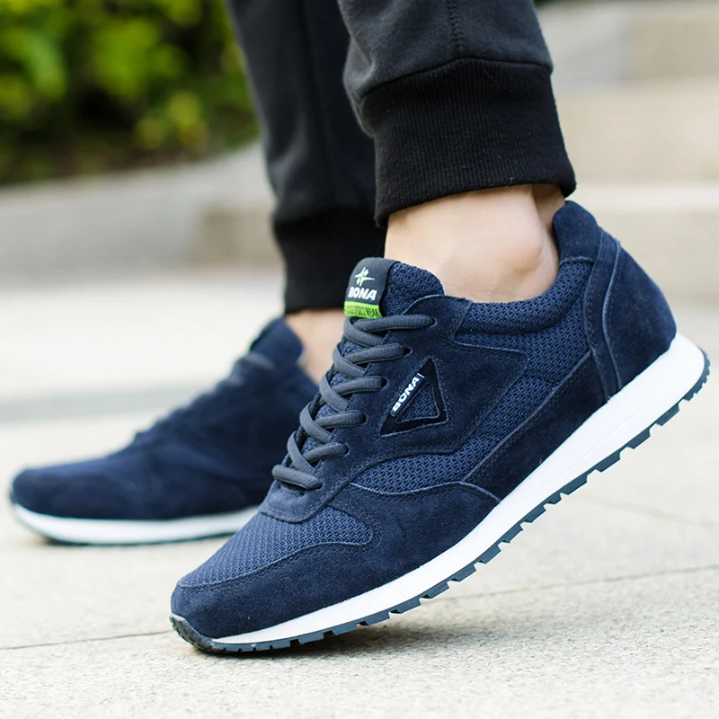 BONA New Typical Style Men Running Shoes Lace Up Mesh Upper Sport Shoes Outdoor Activities Athletic Shoes Comfortable Sneakers