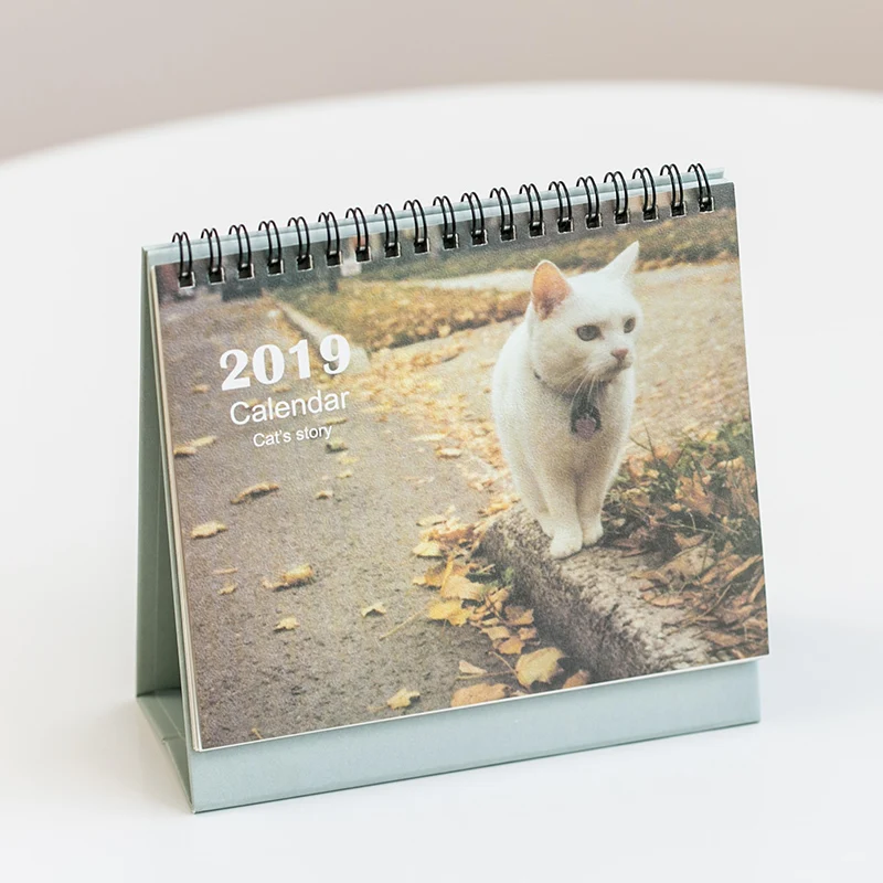 small white cat Милые кошки Настольный календарь Настольный календарь офисная поставка стоящая органайзер для бумаг планировщик расписаний принт календаря - Цвет: small white cat