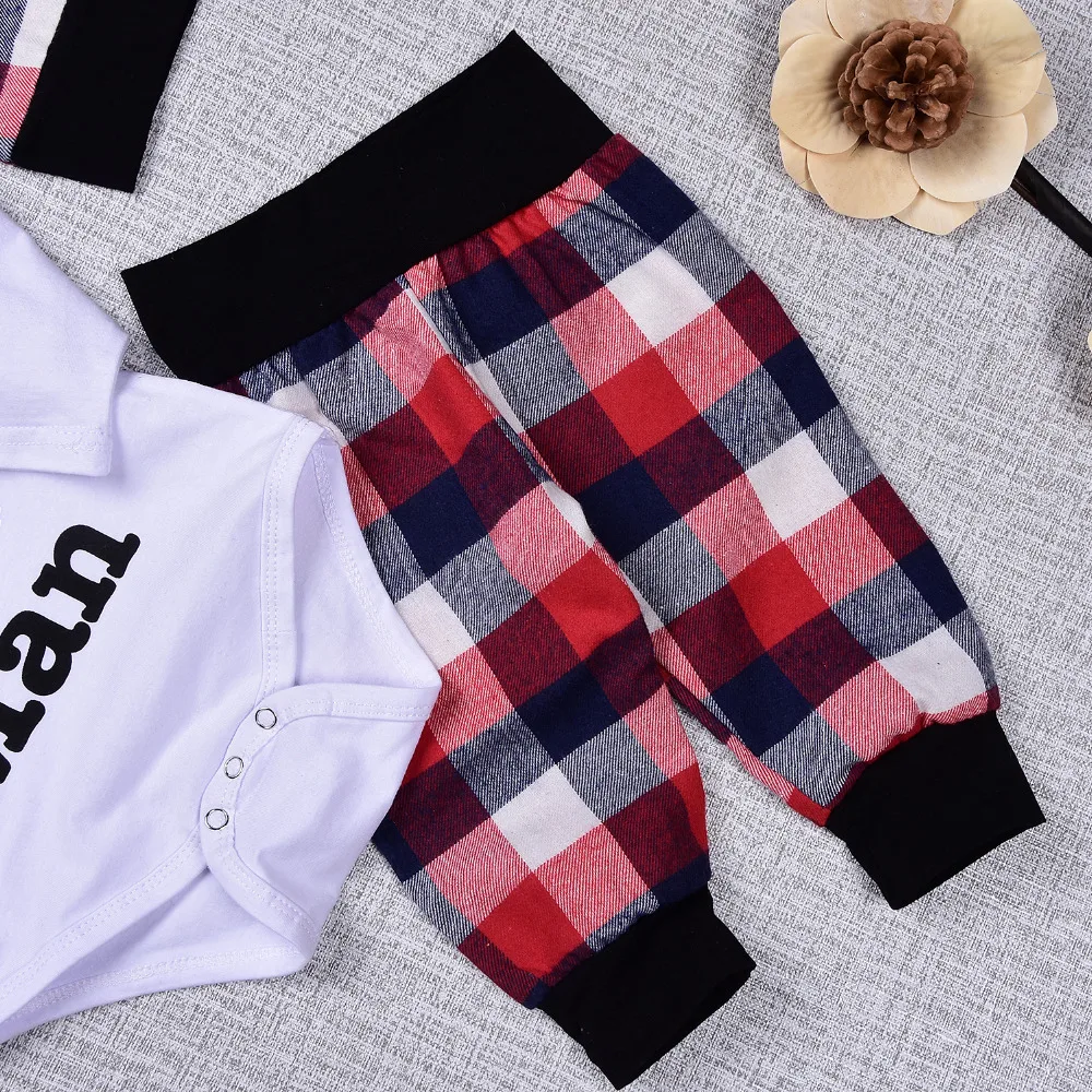 Fashion Summer Cotton Newborn Baby Boys Cute Bodysuits with lattice Leggings Cap 3pcs Outfit Clothes ship from USA |