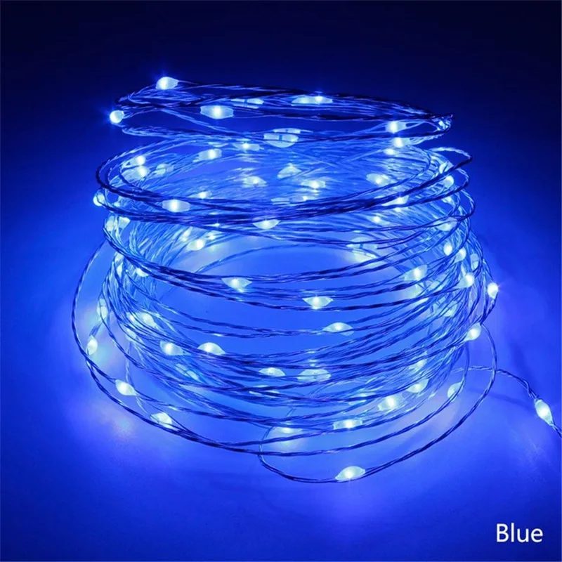 Only string Blue Пульт дистанционного управления с регулируемой яркостью USB светодиодные гирлянды 10 м 100 светодиодов 5 в 33 футов медный провод теплый белый/RGB Свадебная декоративная подсветка для вечеринки - Испускаемый цвет: Only string Blue