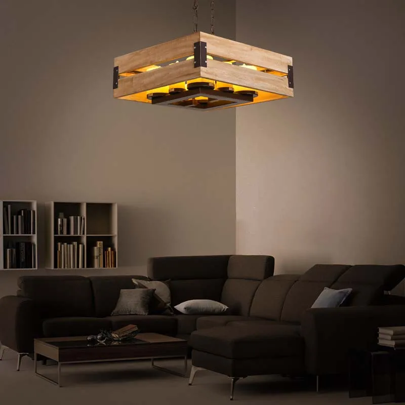 Американский стиль Сельский Лофт Мраморная Свеча из твердой древесины Подвесная