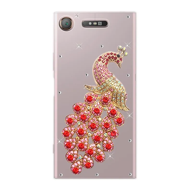 Bling Rhinestone diamond case For Sony Xperia 1 XZ4 XZ3 XZ1 XZ2 Premium Compact C5 C6 Ultra Peacock Hard phone Cover |