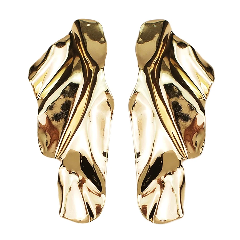 

Irregular Metal Stud Earrings For Women Golden Silver Color Alloy Statement Big Earrings Accessories Jewelry UKMOC