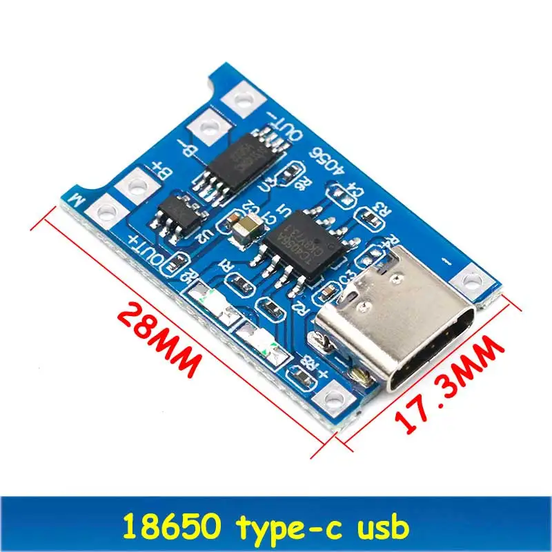 Type-c/Micro USB 5V 1A 18650 TP4056 модуль зарядного устройства литиевой батареи зарядная плата с защитой двойные функции 1A li-ion - Цвет: 18650 TYPE-C