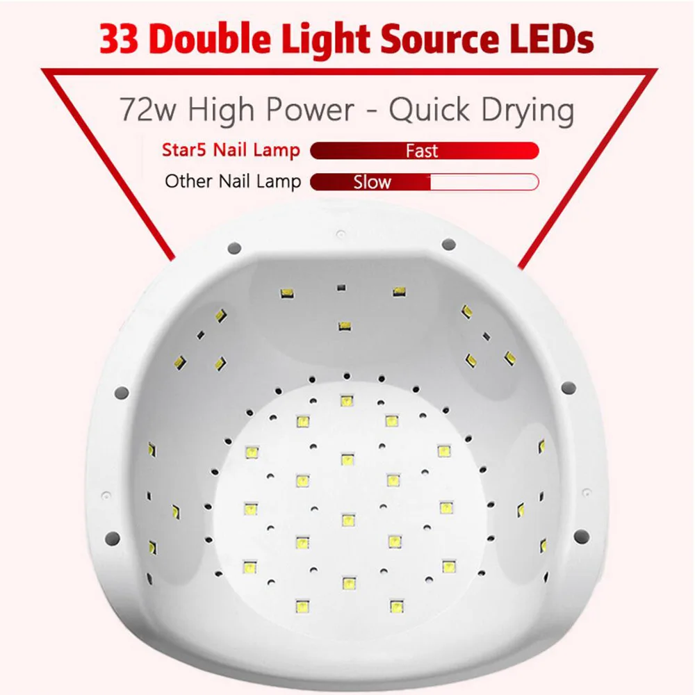 72 Вт Светодиодная УФ лампа для ногтей инфракрасный датчик Гель лак Сушилка всех