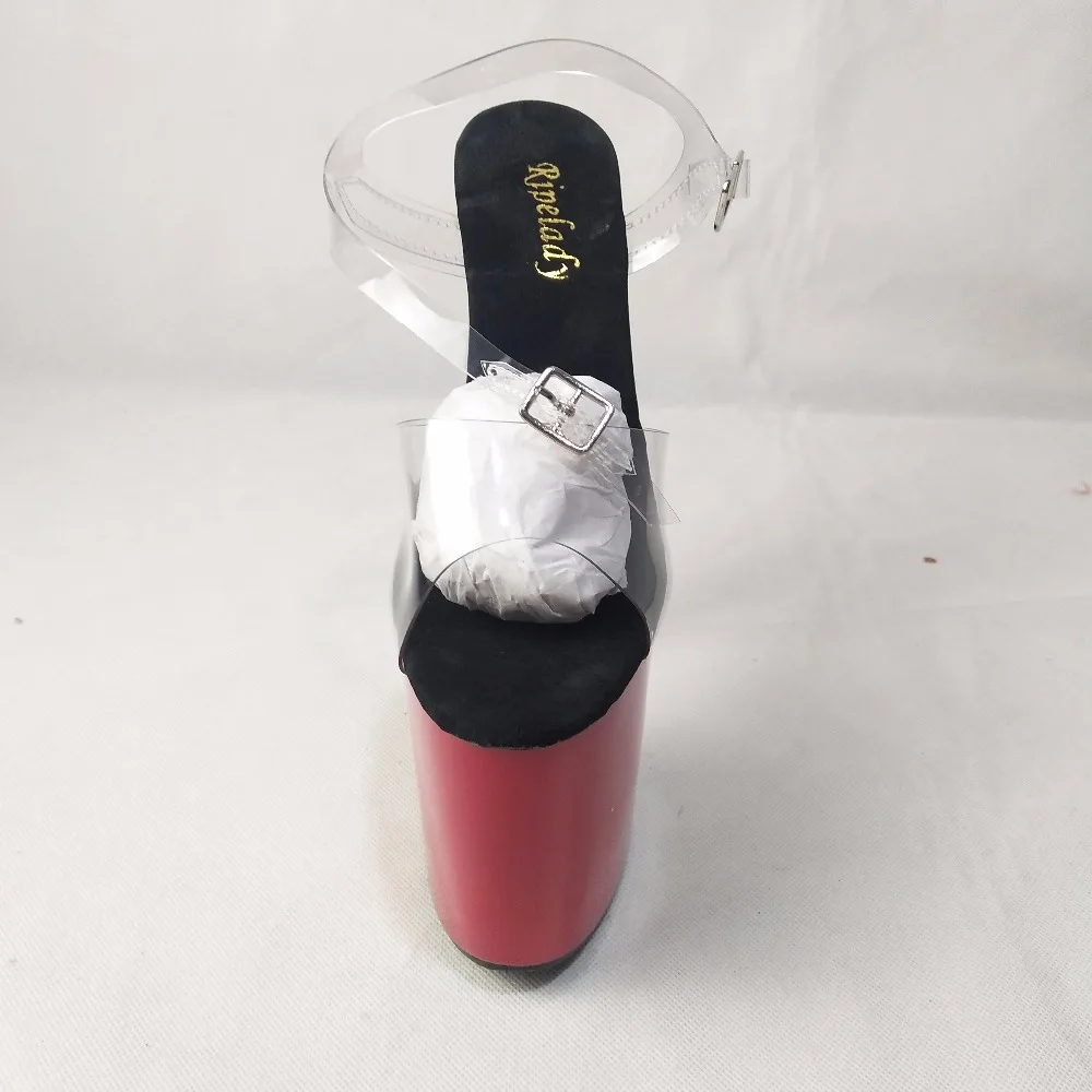 Высокий каблук 20 см прозрачные сандалии со стразами свадебные модельные туфли