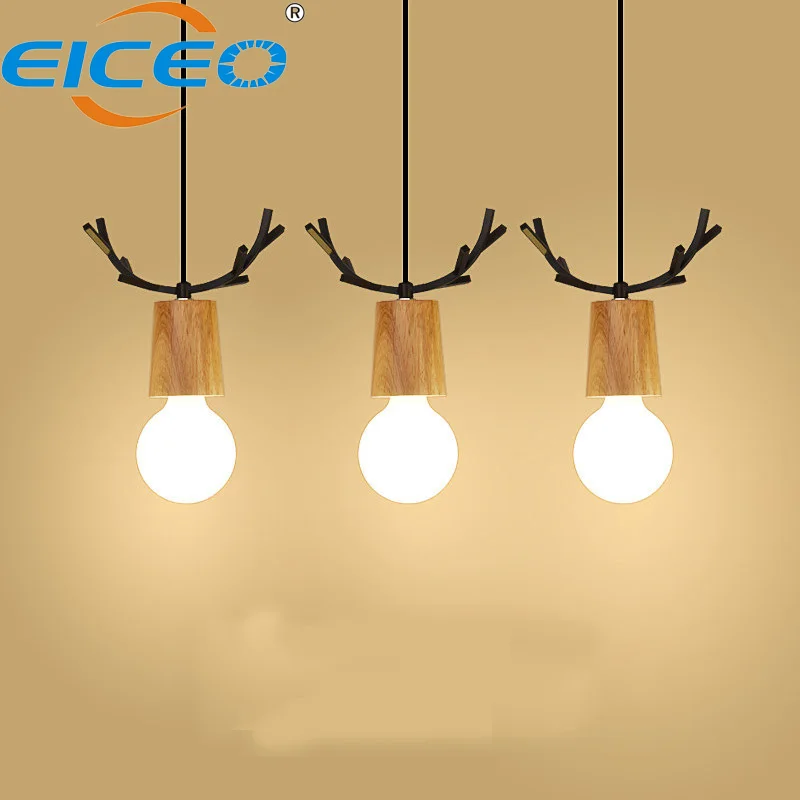 

Новинка 2018, промышленный Железный современный светодиодный светильник с головой оленя, простое индивидуальное украшение, Маленькая деревянная люстра для отеля