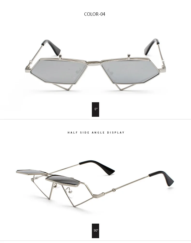 LEIDISEN Flip Up Steampunk Sunglasses Men Women Vintage Metal Frame Triangle Sunglass Female Brand Fashion Glasses UV400