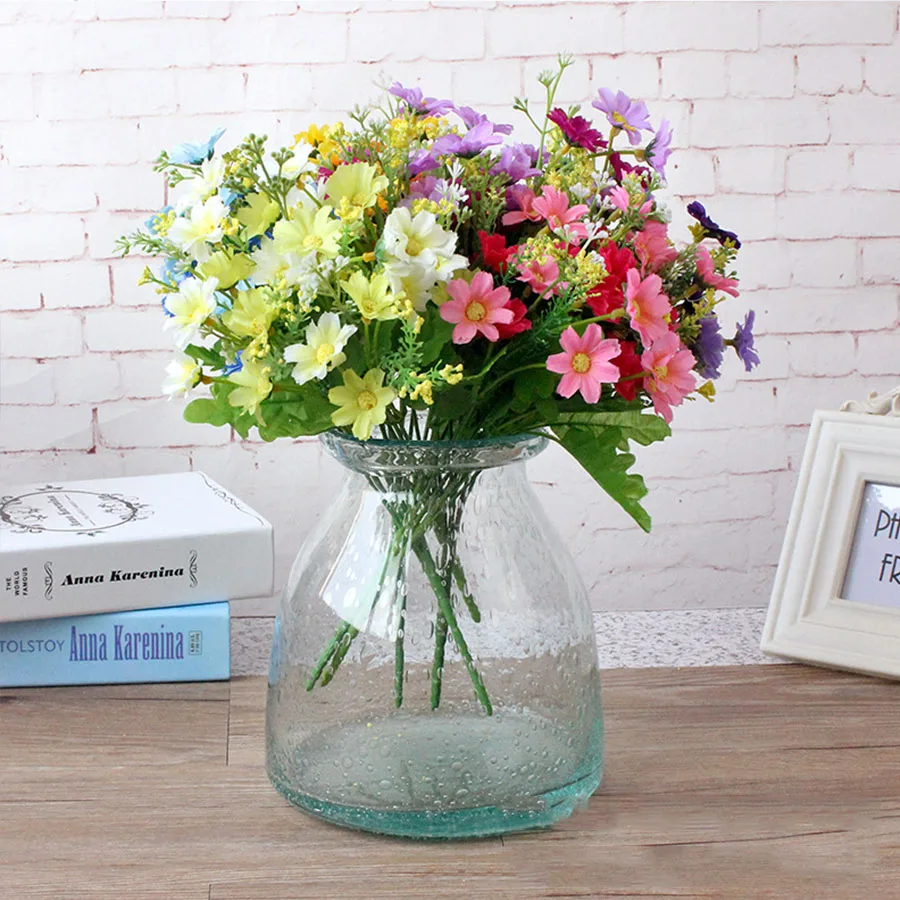 1 букет, 28 голов, Cineraria, искусственный цветок, букет для дома и офиса, декор Маргаритка из шелка, искусственные декоративные, для дома и улицы, A12150