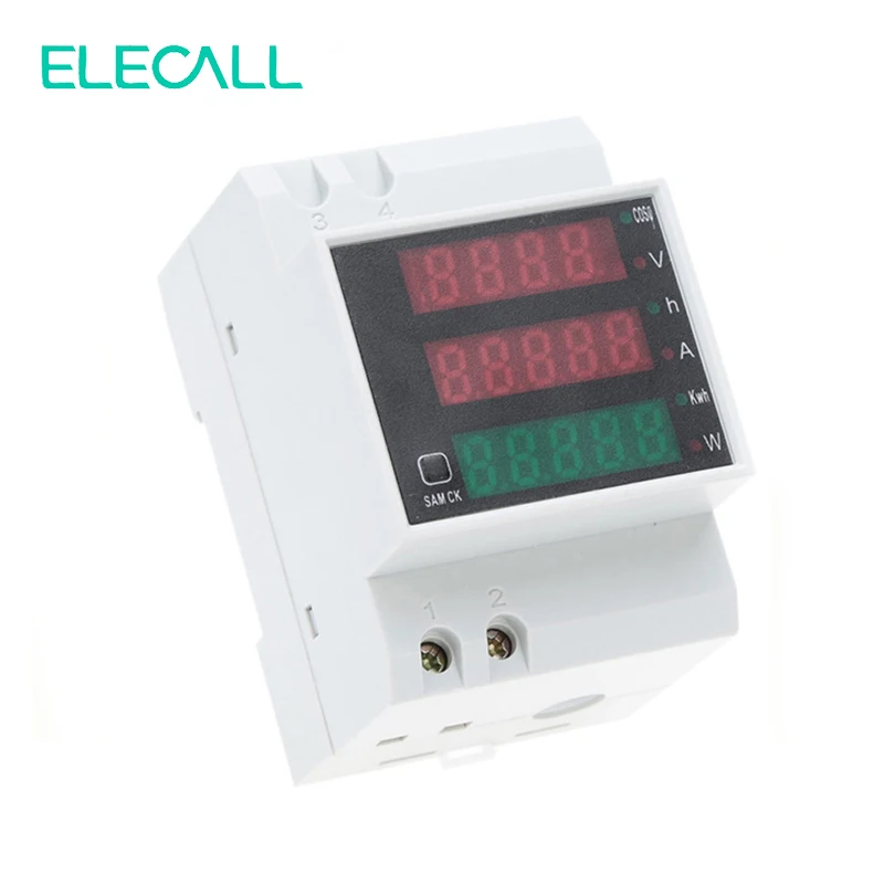 ELECALL D52 2047 DIN Rail Цифровой Многофункциональный измеритель мощности AC80 300V Вольтметр