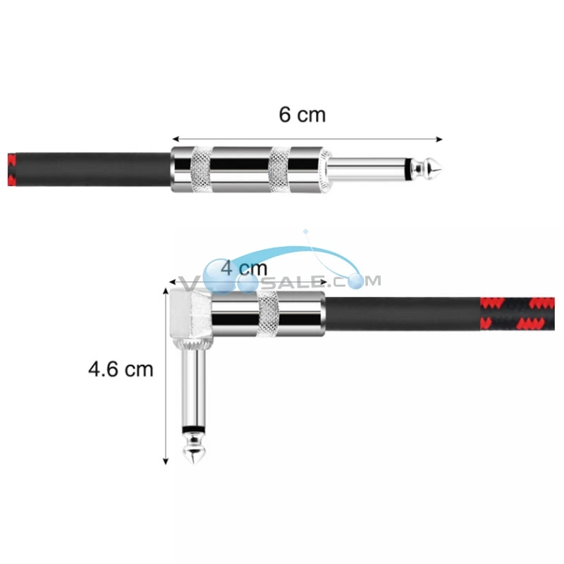 3M Black and Red Gridlines Guitar Cable Bass Electric Noise Reduction Line Connector PVC Woven Net Good Quality | Спорт и