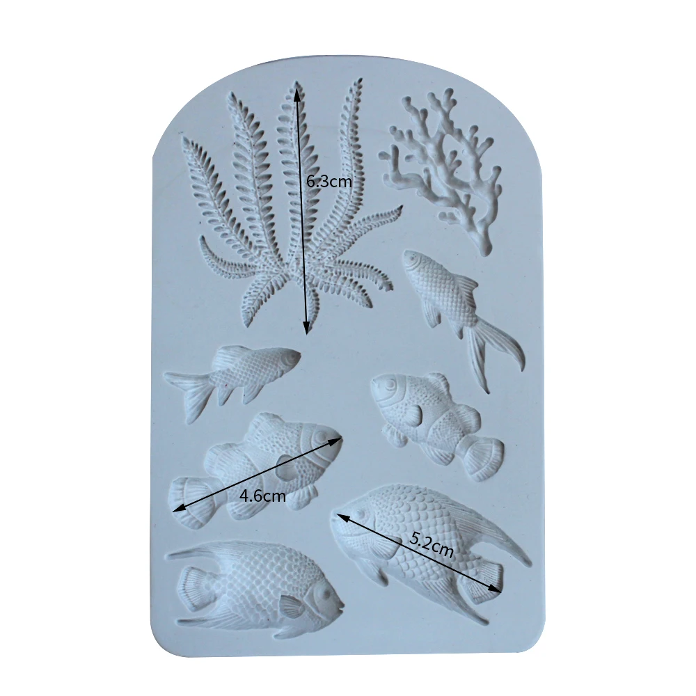 Морские водоросли коралловые рыбки рельеф Fondant (сахарная) наконечник для