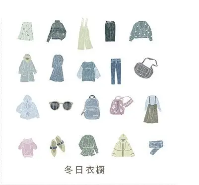 Winter wardrobe 60 шт./компл. зимнего гардероба в европейском и американском стиле для девочек дневник питания сказочный лес жест индекс Стикеры DIY планировщик для скрапбукинга Стикеры s - Цвет: Winter wardrobe