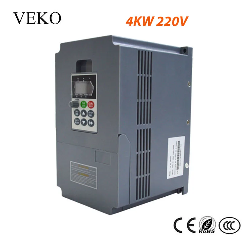 4KW 220V инвертор частоты 17A однофазный Вход частотно-регулируемым приводом 3 фазы Трехфазная экономия энергии Мощность двигателя Скорость Управление преобразователь частоты 50/60Hz
