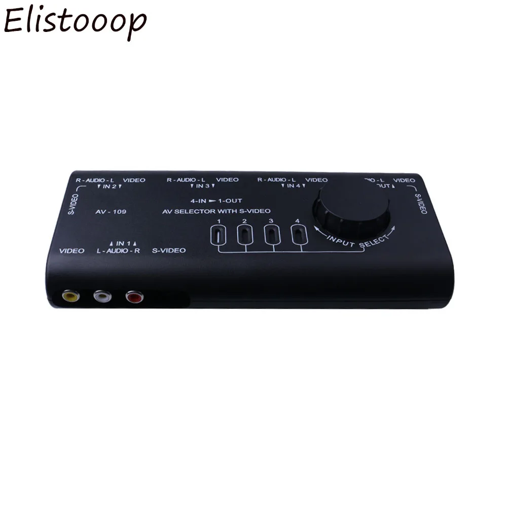 Elistooop 2018 популярный Аудио Видео Переключатель AV аудио видео сигнала 4 входа 1