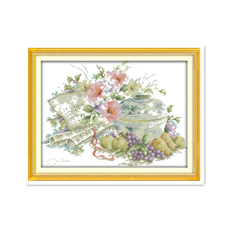 

Small fresh handmade cross stitch suite fruit and music diy Chinese characteristics crafts wall stickers decorative painting