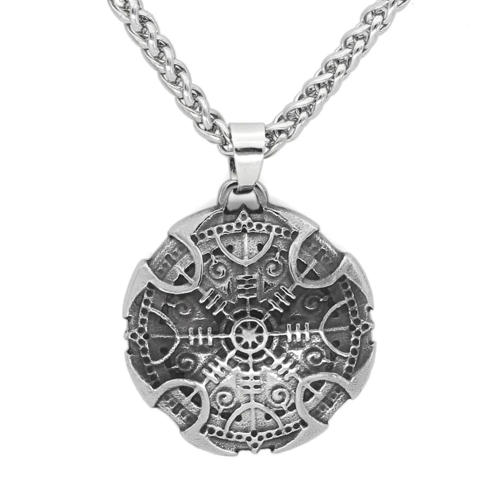 Скандинавский Викинг из нержавеющей стали амулет Vegvisir ожерелье подвеска с компасом с подарочным пакетом