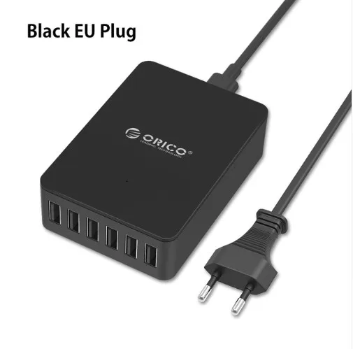 ORICO 50 Вт/10 А 6 портов настольный USB супер зарядное устройство Порт питания настольная зарядная станция для iPhone/iPad/samsung Nexus htc sony - Тип штекера: EU Black