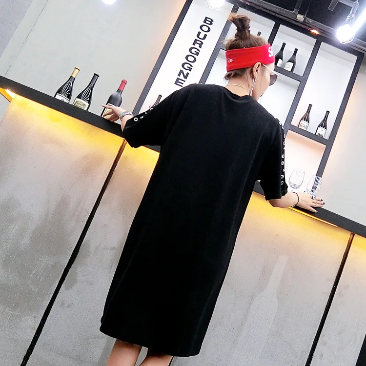 2018 Весна и лето новое Харадзюку с заклепками пятиконечной звездой дамское платье