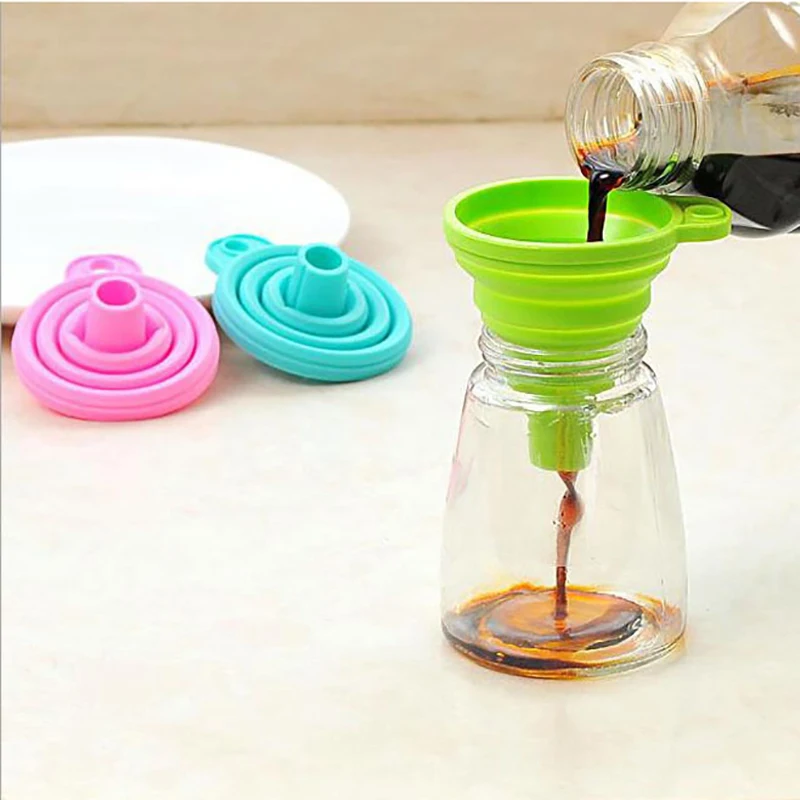 CARRYWON 1pc Mini Foldable Funnel Colorful Silicone Collapsible Style Folding Portable Funnels Be Hung Kitchen Tool | Дом и сад