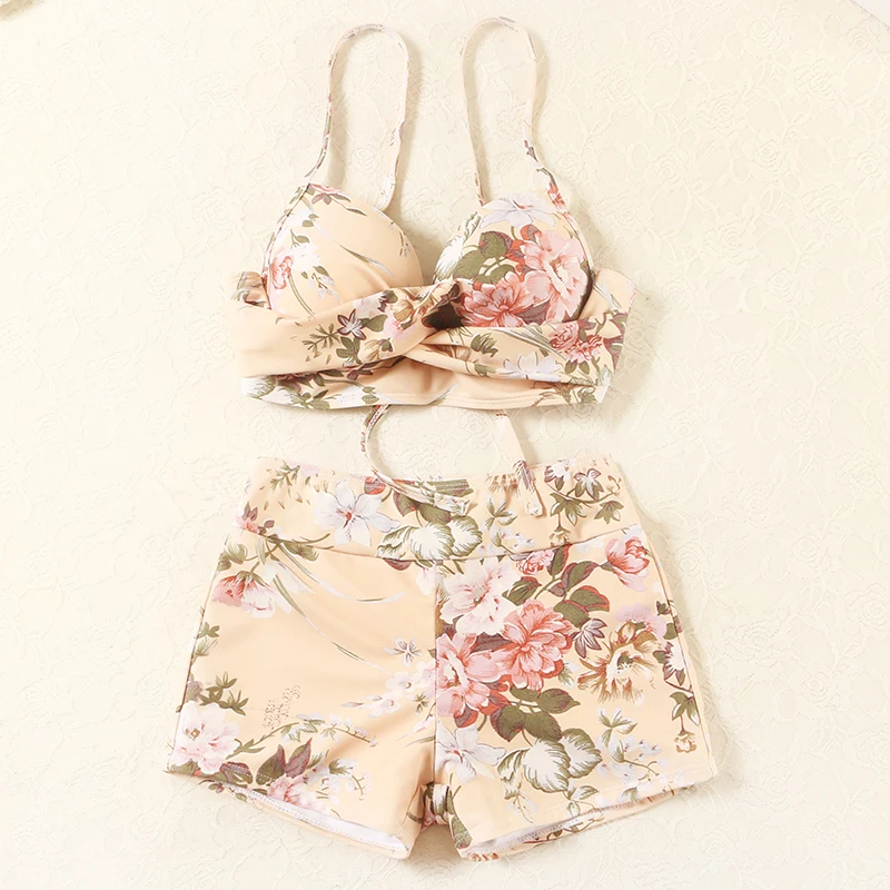 Plus Size Bikini 2019 New Arrival Sexy Halter Swimwear Brazilan Bandage Floral Design Women Push Up Print Biquini Dress |