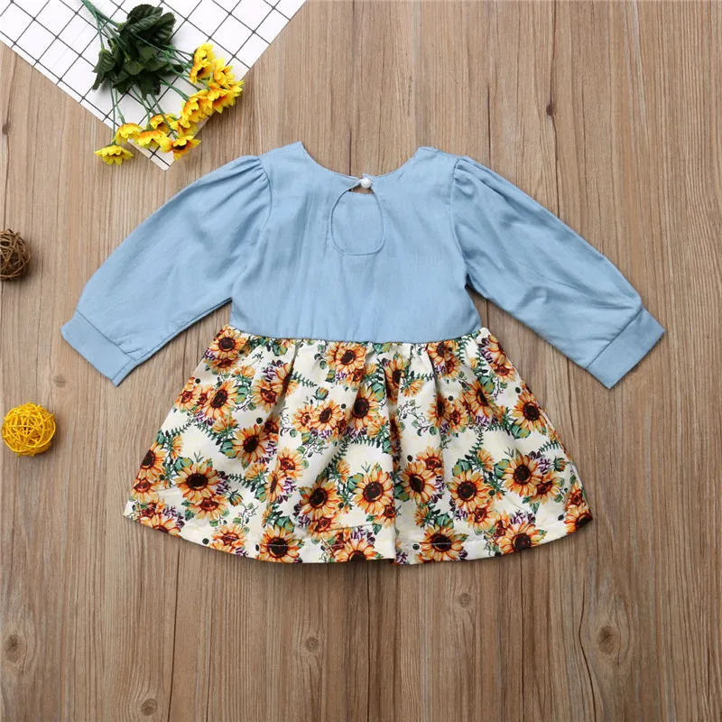 PUDCOCO/осеннее детское Повседневное платье с длинными рукавами и рисунком