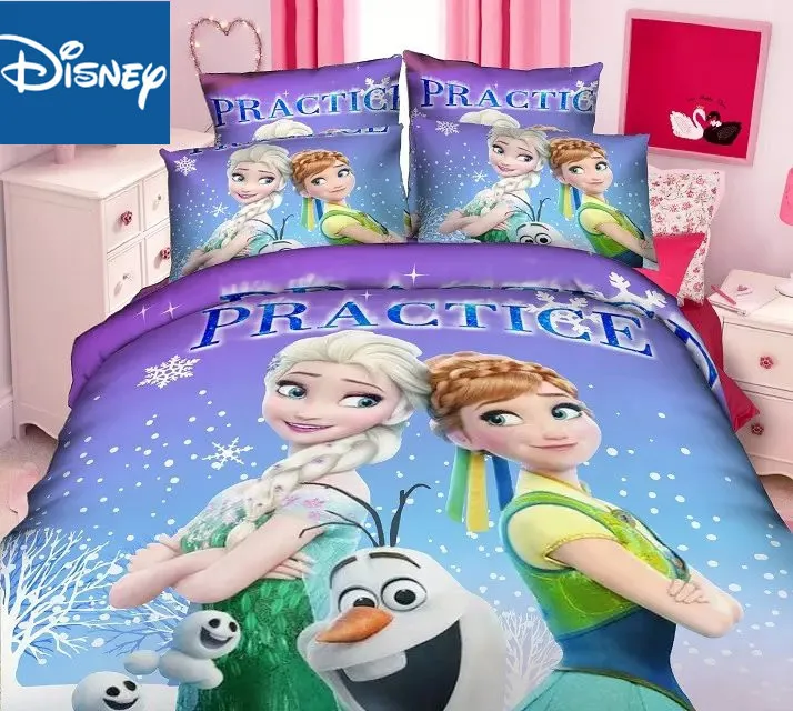 

Disney frozen bedding set for kids bedroom decor twin size quilt covers bedspread single fitted sheet 3pcs home textile discount