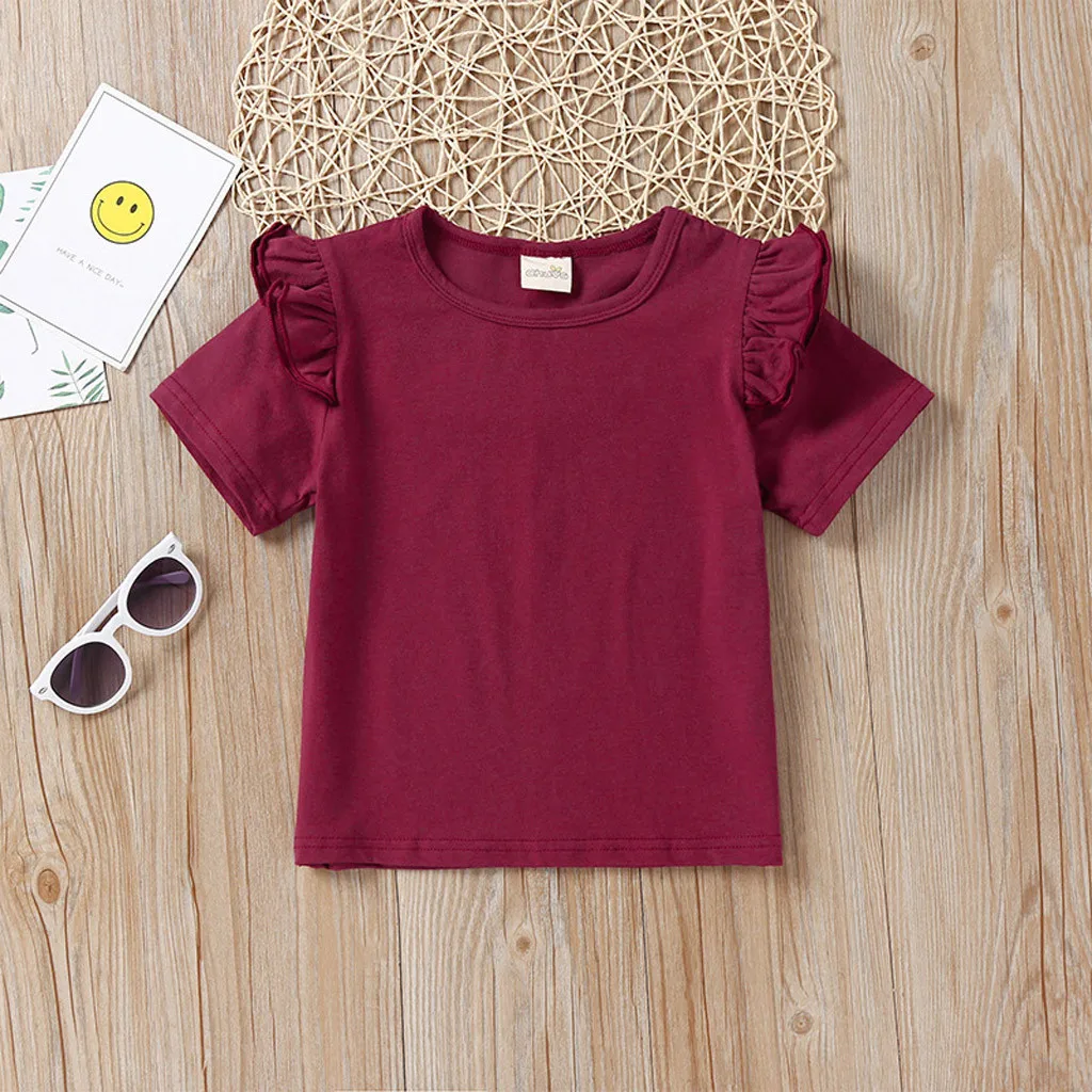 Футболка с цветочным рисунком для маленьких девочек топы юбка на подтяжках