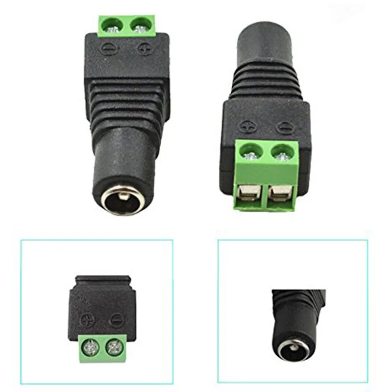 Quadruple 5Pcs/lot DC Female Adapter Plug Connector for LED Strip SMD 5050 2835 3528 Monochromatic Led Strips CCTV Cameras | Обустройство