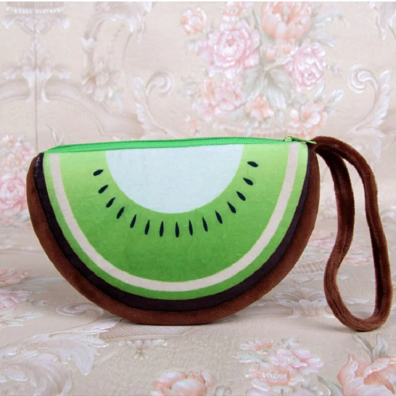 Женский Миниатюрный Плюшевый Кошелек для монет с принтом фруктов милый кошелек