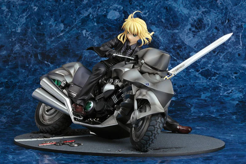 Японского аниме FATE/SABER сексуальный костюм мотоцикл черный 25 см ПВХ Фигурки Коллекционная модель украшения