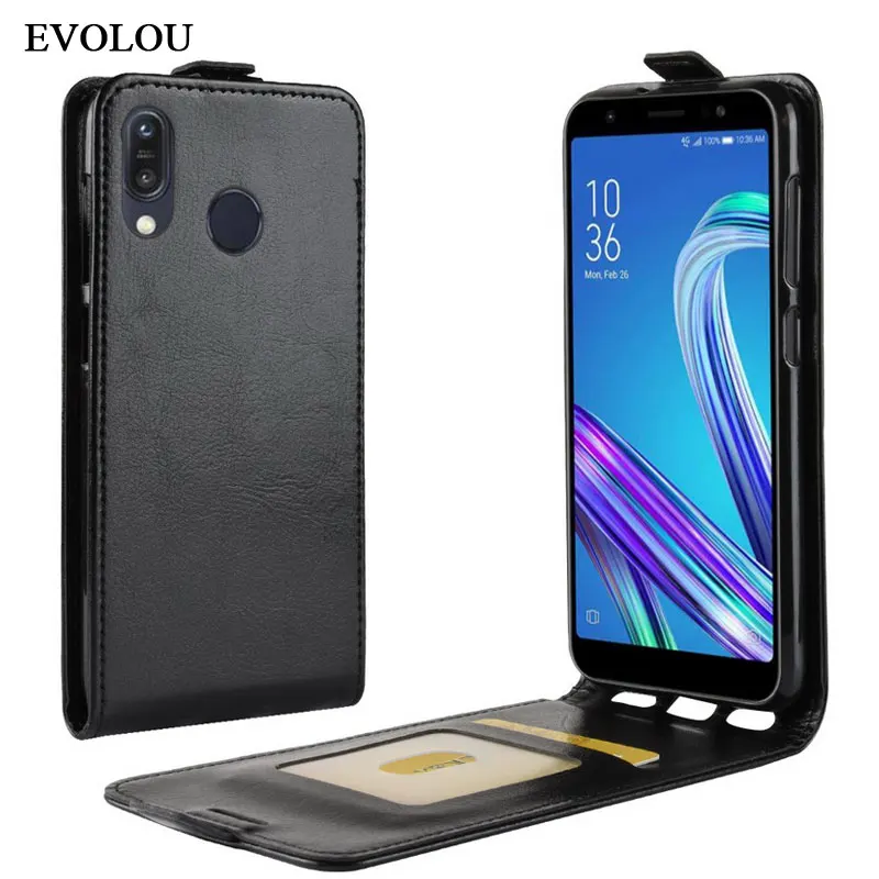 Вертикальный чехол книжка для Asus Zenfone Max M1 ZB555KL кожаный в стиле ретро с откидной