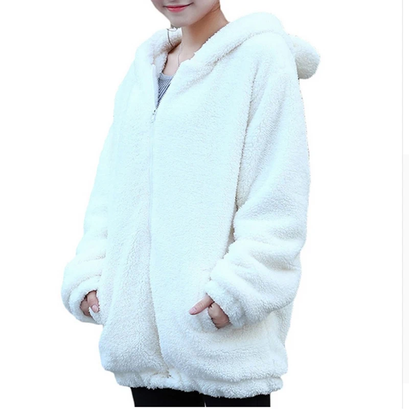 Sudaderas mujer свободная пушистая толстовка с капюшоном с медвежьими ушками, теплая верхняя одежда, пальто, Повседневная Толстовка с капюшоном с изображением панды, Женская толстовка