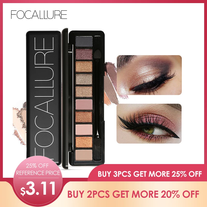 FOCALLURE 10 цветной Пигмент палитра теней для век легко носить professional блеск палитра теней для век красота Макияж Тени