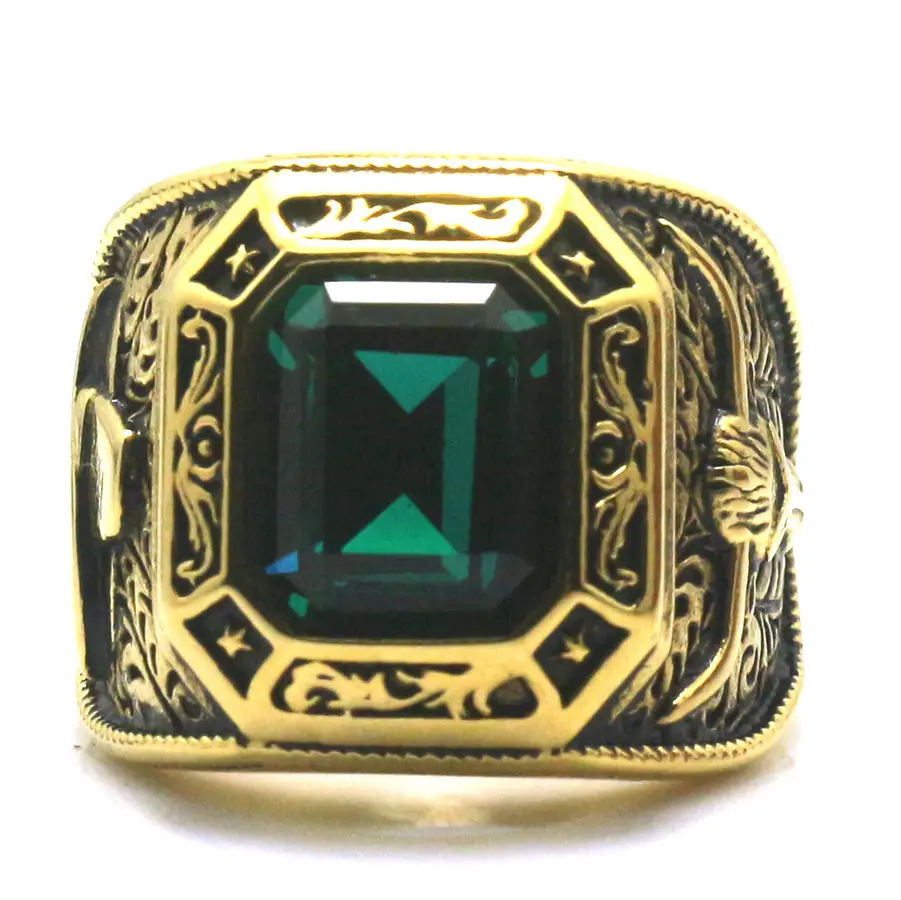 Мужские Мальчики 316L крутое Золотое западное Ковбойское кольцо|ring ring|green stonegreen stone