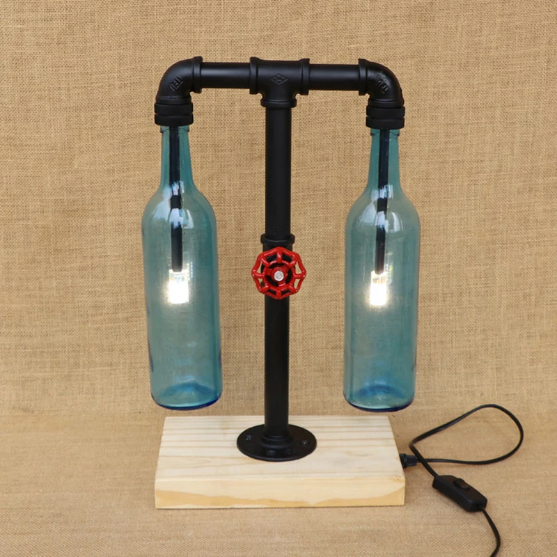 Современное цветное стекло абажур бутылка Настольный светильник включает G4