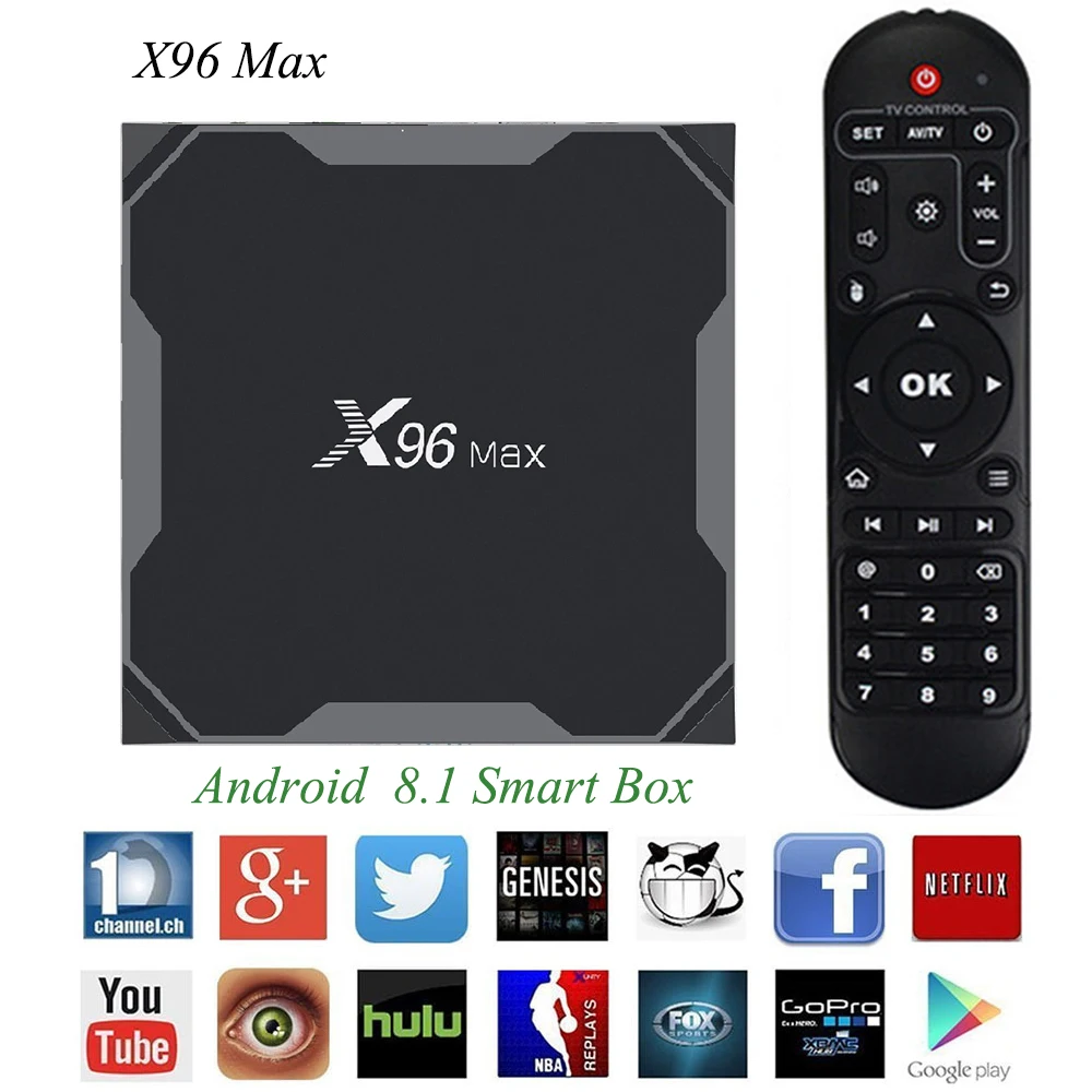 X96 MAX Smart tv Box Android 8 1 Amlogic S905X2 LPDDR4 четырехъядерный ТВ-бокс 4 Гб 64 2 г 5 WiFi Bluetooth K HD