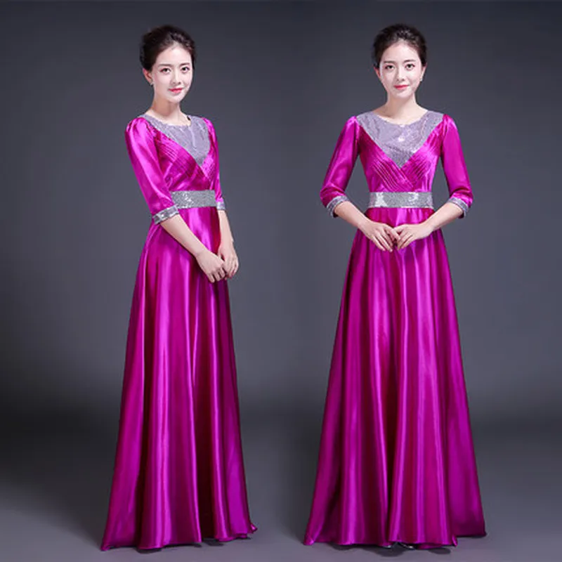 Платье женское длинное с блестками приталенное вечернее платье для хора