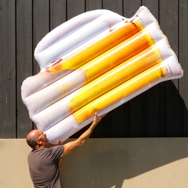 

180cm Giant Inflatable Beer Cup Beer Bottle Shap Air Mattress Air Bed Adults Kids Floating Row Water Fun Toys Beach Boia Piscina