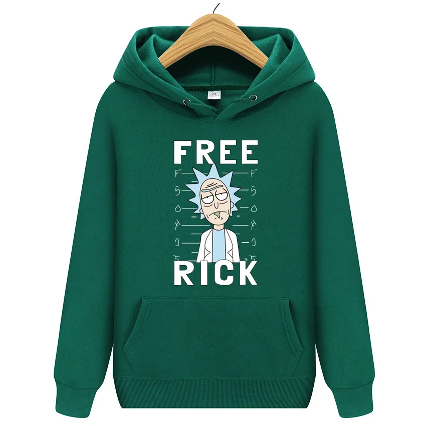Green Autumn Plus Velvet New Design Rick And Morty Cotton Hoodies Funny Print Fashion Hoodie Man Rick And Morty Casual Hoody - Цвет: Green