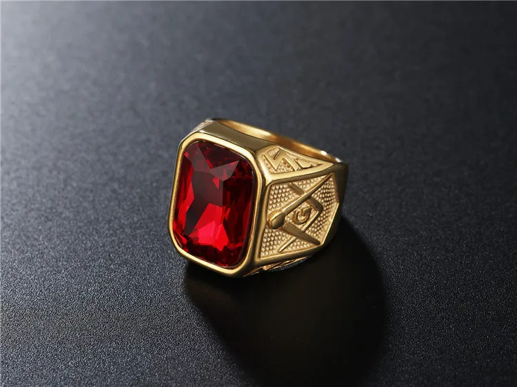 Новые золотые мужские винтажные масонские кольца FreeMason модные из нержавеющей стали с драгоценным камнем высокого качества мужское кольцо ювелирные изделия Хип-хоп