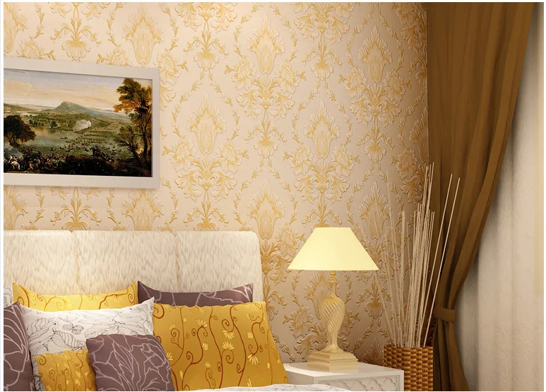 Popular brown/beige/green Damask Wall Paper Vintage Classic French Modern Feature paper Roll Bedroom papel de parede | Обустройство