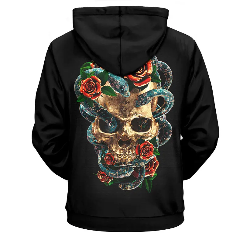 

YFFUSHI 3D Skull Printed Jacket for Men Fashion Jackets Coat with Pocket Autumn Outwears Black Hip Hop Zipper Hoodies