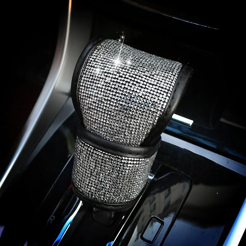 Shift Knob Cover Автомобильный чехол на руль, Блестящий Кристалл, горный хрусталь, чехлы с высоким качеством, искусственная кожа, для авто, 38 см, 15 дюймов, руль - Название цвета: Shift Knob Cover