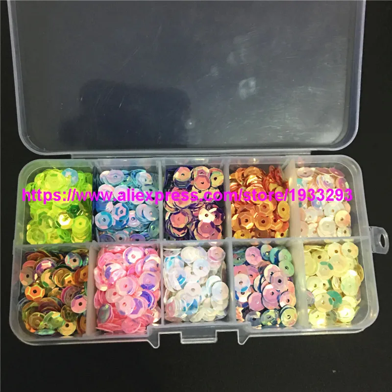 6 мм круглая чашка 10 цветов в наборе коробка для пайеток упаковка пайетки