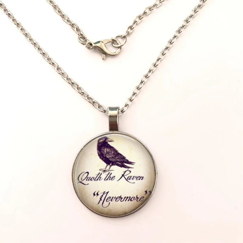 Ожерелье с изображением ворона Nevermore Bronze Edgar Allan Poe World Book Day|Ожерелья подвеской| |