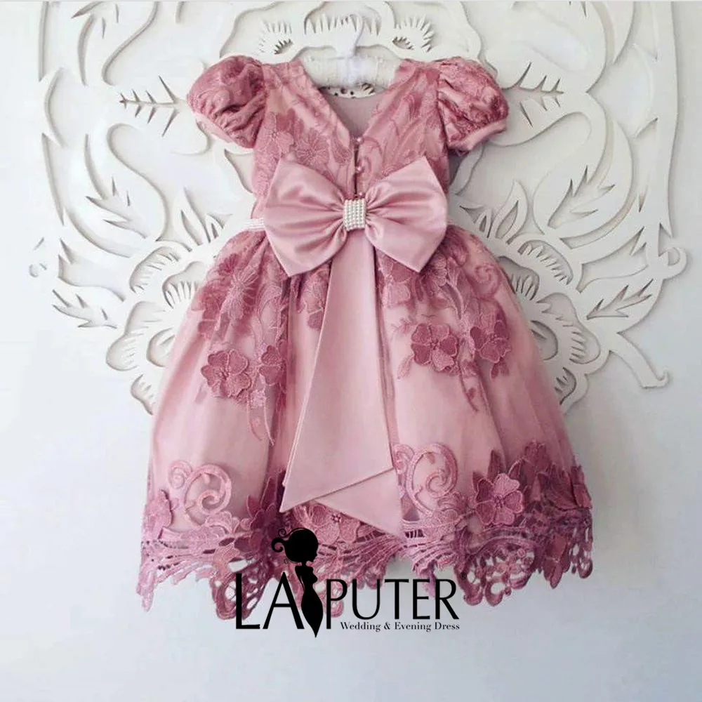 Новое милое Розовое Кружевное бальное платье с круглым вырезом и короткими