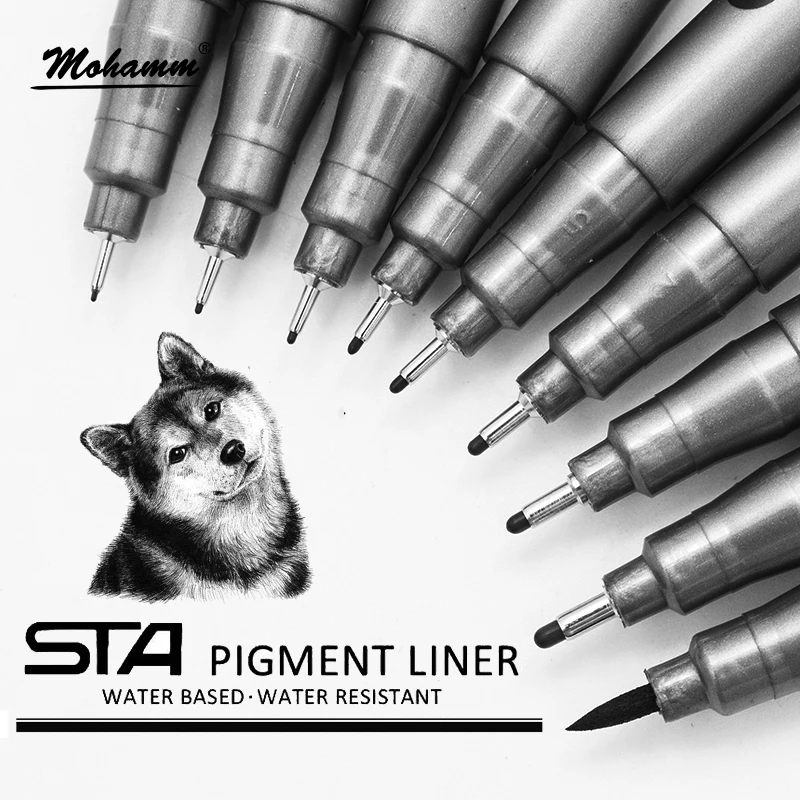 STA водонепроницаемый выцветает Micron PenTip тонкий лайнер черный эскиз водный маркер ручка для манги