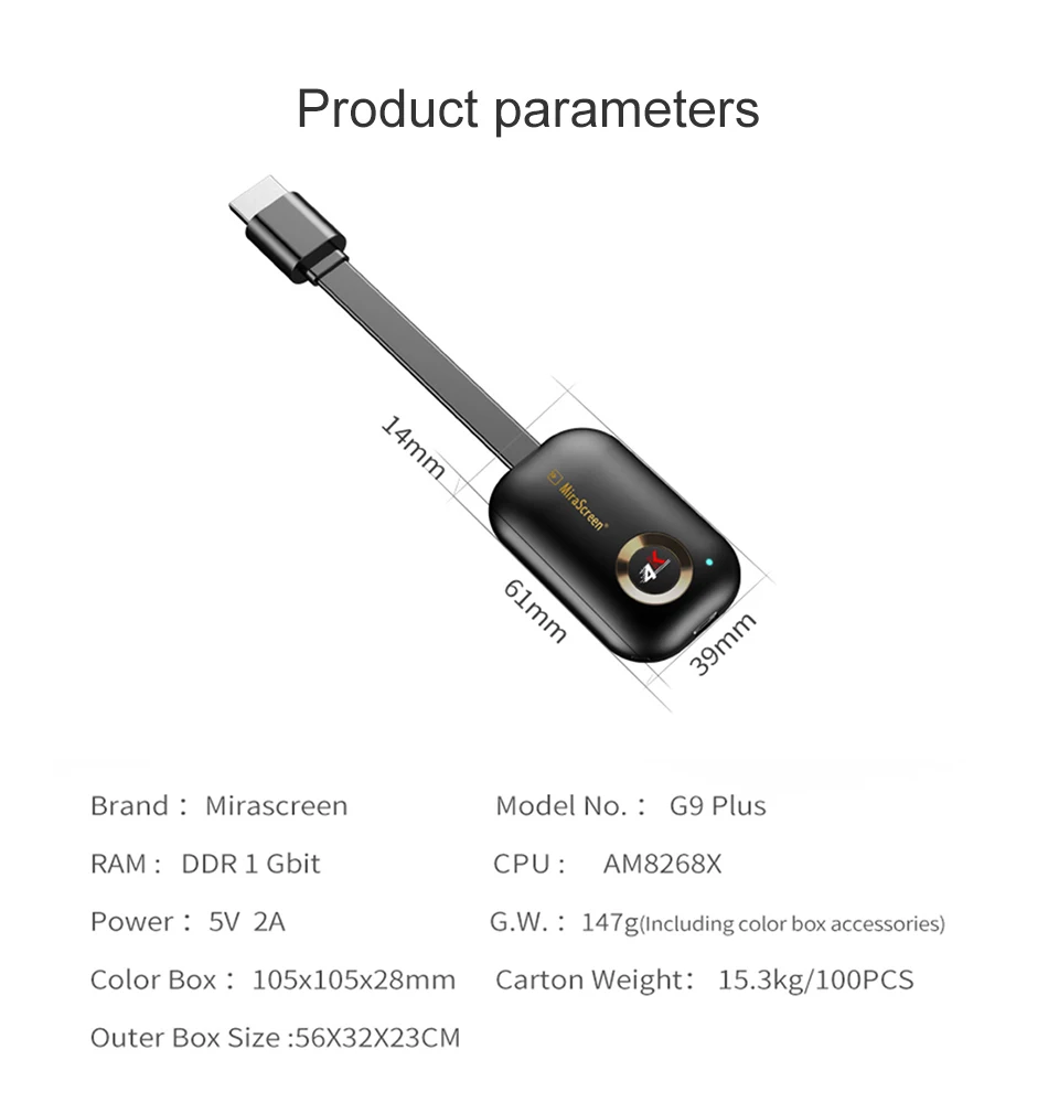 Mira экран G9 Plus 2,4G 5G 4K беспроводной HDMI Android tv stick Miracast приемник Airplay Wifi ключ зеркальный экран стример литой